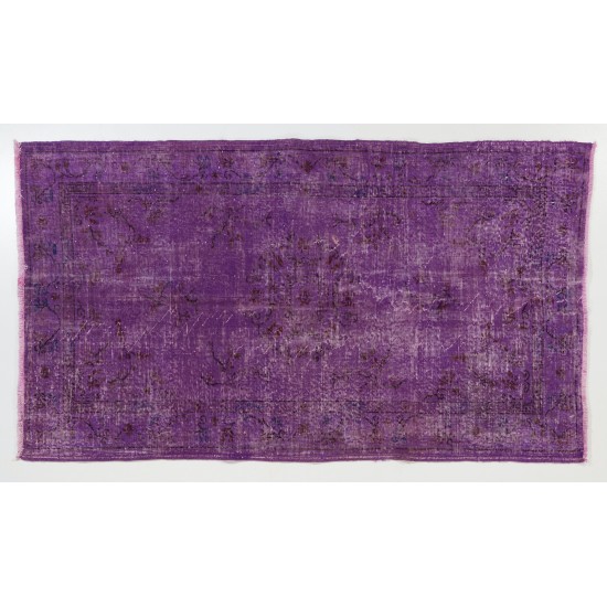 Purple Overdyed Accent Rug, Mid-Century Handmade Central Anatolian Carpet. 4 x 6.9 Ft (120 x 210 cm)