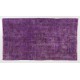 Purple Overdyed Accent Rug, Mid-Century Handmade Central Anatolian Carpet. 4 x 6.9 Ft (120 x 210 cm)