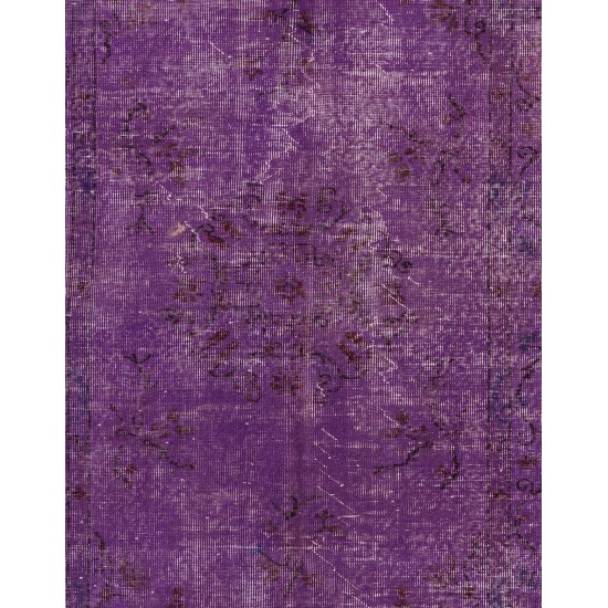Purple Overdyed Accent Rug, Mid-Century Handmade Central Anatolian Carpet. 4 x 6.9 Ft (120 x 210 cm)