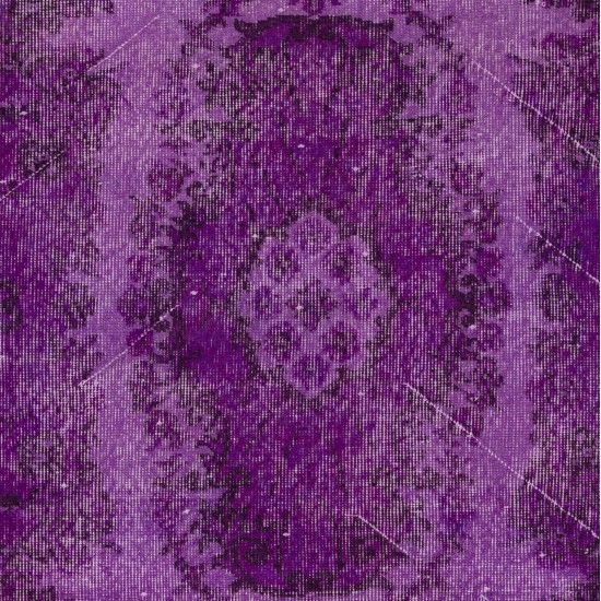 Purple Overdyed Accent Rug, Mid-Century Handmade Central Anatolian Carpet. 4 x 6.8 Ft (121 x 205 cm)