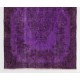 Purple Overdyed Accent Rug, Mid-Century Handmade Central Anatolian Carpet. 4 x 6.8 Ft (121 x 205 cm)