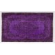 Purple Overdyed Accent Rug, Mid-Century Handmade Central Anatolian Carpet. 4 x 6.8 Ft (121 x 205 cm)