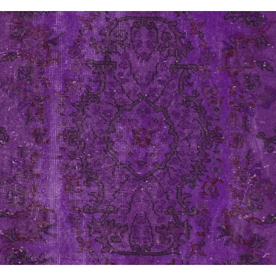 Purple Overdyed Accent Rug, Mid-Century Handmade Central Anatolian Carpet. 4 x 6.8 Ft (121 x 205 cm)