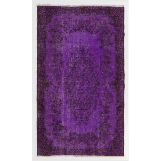 Purple Overdyed Accent Rug, Mid-Century Handmade Central Anatolian Carpet. 4 x 6.8 Ft (121 x 205 cm)