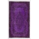 Purple Overdyed Accent Rug, Mid-Century Handmade Central Anatolian Carpet. 4 x 6.8 Ft (121 x 205 cm)