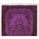 Purple Overdyed Accent Rug, Mid-Century Handmade Central Anatolian Carpet. 4 x 7 Ft (121 x 213 cm)