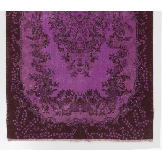 Purple Overdyed Accent Rug, Mid-Century Handmade Central Anatolian Carpet. 4 x 7 Ft (121 x 213 cm)