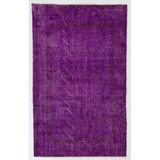 Purple Overdyed Accent Rug, Mid-Century Handmade Central Anatolian Carpet. 4 x 6.5 Ft (122 x 198 cm)
