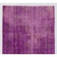 Purple Overdyed Accent Rug, Mid-Century Handmade Central Anatolian Carpet. 4 x 7.5 Ft (122 x 227 cm)
