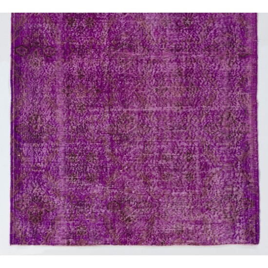 Purple Overdyed Accent Rug, Mid-Century Handmade Central Anatolian Carpet. 4 x 7.5 Ft (122 x 227 cm)