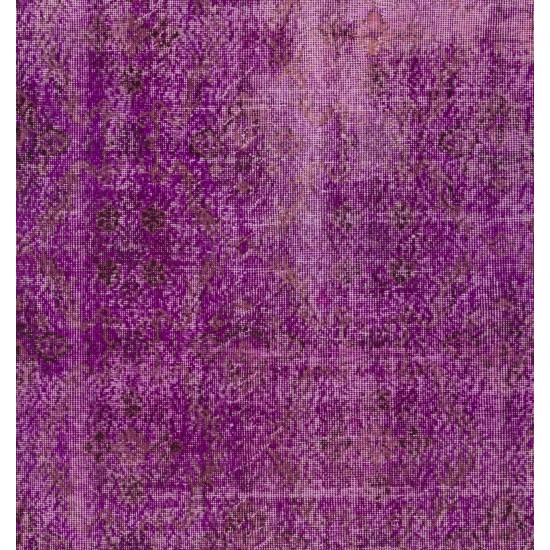 Purple Overdyed Accent Rug, Mid-Century Handmade Central Anatolian Carpet. 4 x 7.5 Ft (122 x 227 cm)