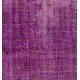 Purple Overdyed Accent Rug, Mid-Century Handmade Central Anatolian Carpet. 4 x 7.5 Ft (122 x 227 cm)