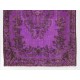Purple Overdyed Accent Rug, Mid-Century Handmade Central Anatolian Carpet. 4.2 x 6.6 Ft (128 x 199 cm)
