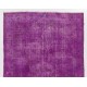 Purple Overdyed Rug with Art Deco Chinese Design, Mid-Century Handmade Central Anatolian Carpet. 5.6 x 9 Ft (168 x 274 cm)