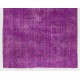 Purple Overdyed Rug with Art Deco Chinese Design, Mid-Century Handmade Central Anatolian Carpet. 5.6 x 9 Ft (168 x 274 cm)