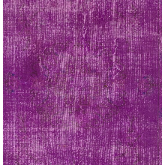 Purple Overdyed Rug with Art Deco Chinese Design, Mid-Century Handmade Central Anatolian Carpet. 5.6 x 9 Ft (168 x 274 cm)