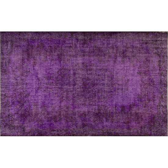 Purple Overdyed Rug, Mid-Century Handmade Central Anatolian Carpet. 5.6 x 8.8 Ft (170 x 268 cm)