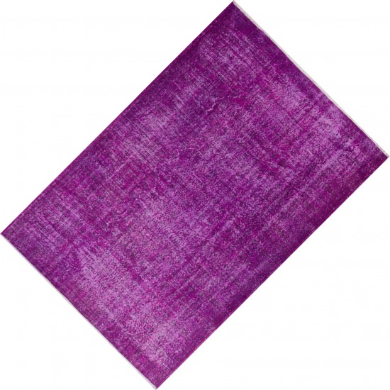Purple Overdyed Rug, Mid-Century Handmade Central Anatolian Carpet. 5.7 x 9.3 Ft (172 x 282 cm)