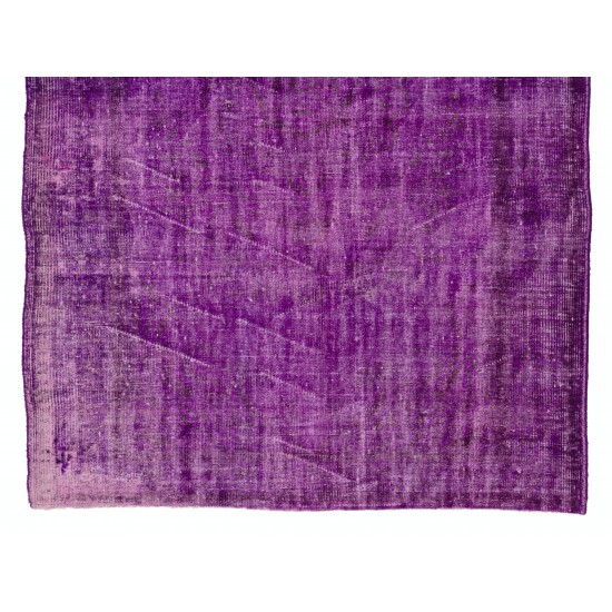 Purple Overdyed Rug, Mid-Century Handmade Central Anatolian Carpet. 5.9 x 9 Ft (178 x 274 cm)