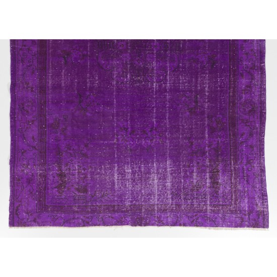 Purple Overdyed Rug, Mid-Century Handmade Central Anatolian Carpet. 6.2 x 9.4 Ft (188 x 285 cm)
