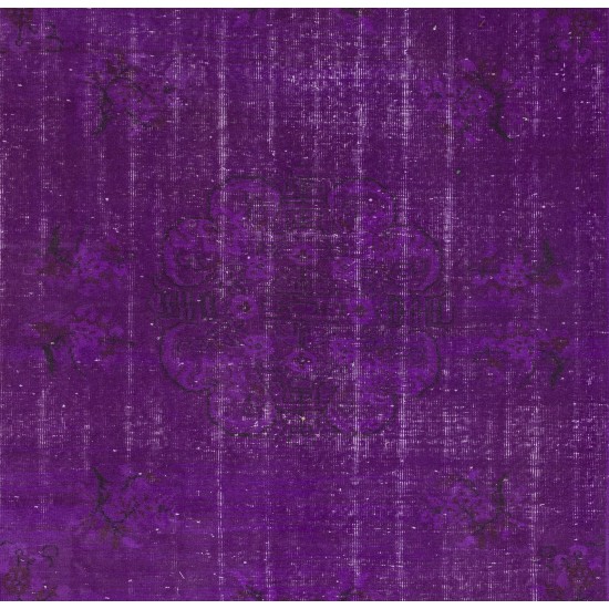 Purple Overdyed Rug, Mid-Century Handmade Central Anatolian Carpet. 6.2 x 9.4 Ft (188 x 285 cm)