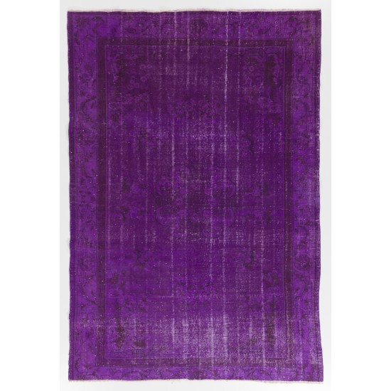 Purple Overdyed Rug, Mid-Century Handmade Central Anatolian Carpet. 6.2 x 9.4 Ft (188 x 285 cm)