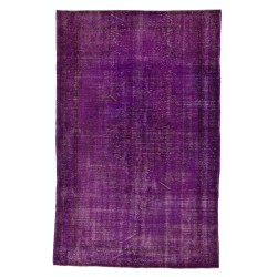 Contemporary Purple Overdyed Area Rug, Mid-Century Handmade Central Anatolian Carpet. 6.5 x 10.2 Ft (196 x 308 cm)