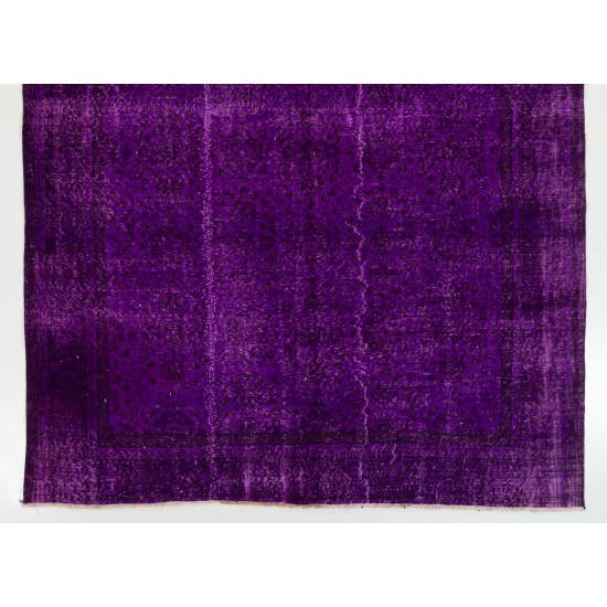 Modern Purple Overdyed Area Rug, Mid-Century Handmade Central Anatolian Carpet. 6.5 x 9.6 Ft (197 x 290 cm)