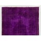 Modern Purple Overdyed Area Rug, Mid-Century Handmade Central Anatolian Carpet. 6.5 x 9.7 Ft (197 x 295 cm)