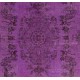 Modern Purple Overdyed Area Rug, Mid-Century Handmade Central Anatolian Carpet. 6.6 x 10.2 Ft (200 x 308 cm)