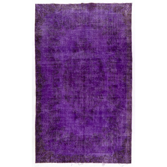Purple Overdyed Area Rug, Mid-Century Handmade Central Anatolian Carpet. 6.6 x 10.7 Ft (200 x 325 cm)