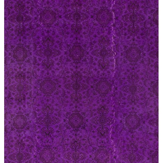 Purple Overdyed Area Rug, Mid-Century Handmade Central Anatolian Carpet. 6.7 x 10.2 Ft (202 x 310 cm)