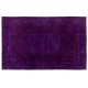 Dark Purple Overdyed Area Rug, Mid-Century Handmade Central Anatolian Carpet. 6.8 x 9.9 Ft (206 x 300 cm)