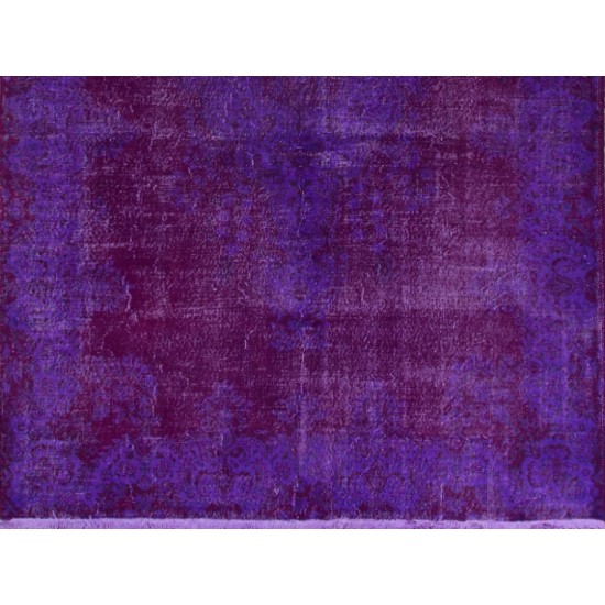 One of a kind Purple Overdyed Area Rug, Large Vintage Handmade Carpet from Turkey. 6.9 x 10.2 Ft (210 x 310 cm)