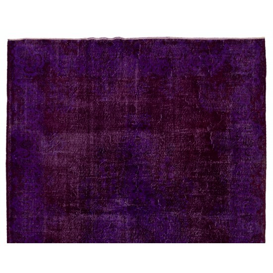 One of a kind Purple Overdyed Area Rug, Large Vintage Handmade Carpet from Turkey. 7.6 x 11.2 Ft (230 x 340 cm)