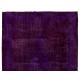 One of a kind Purple Overdyed Area Rug, Large Vintage Handmade Carpet from Turkey. 7.6 x 11.2 Ft (230 x 340 cm)
