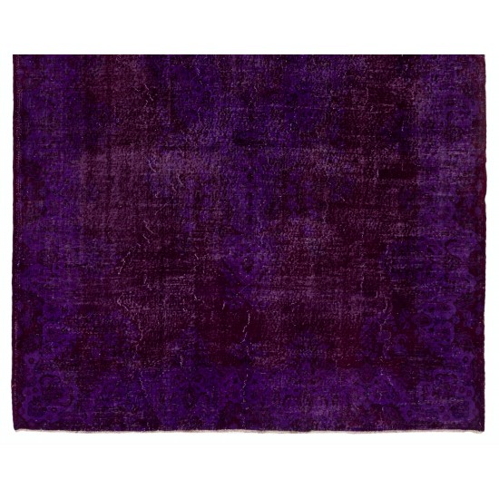 One of a kind Purple Overdyed Area Rug, Large Vintage Handmade Carpet from Turkey. 7.6 x 11.2 Ft (230 x 340 cm)