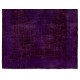 One of a kind Purple Overdyed Area Rug, Large Vintage Handmade Carpet from Turkey. 7.6 x 11.2 Ft (230 x 340 cm)