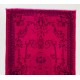 Pink Overdyed Vintage Handmade Anatolian Accent Rug for Contempoarary Interiors. 3.7 x 6.7 Ft (111 x 202 cm)