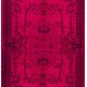 Pink Overdyed Vintage Handmade Anatolian Accent Rug for Contempoarary Interiors. 3.7 x 6.7 Ft (111 x 202 cm)