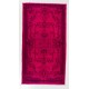 Pink Overdyed Vintage Handmade Anatolian Accent Rug for Contempoarary Interiors. 3.7 x 6.7 Ft (111 x 202 cm)