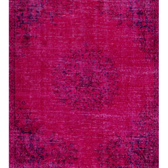 Pink Overdyed Runner Rug, Vintage Handmade Corridor Carpet from Turkey. 3.8 x 11.4 Ft (115 x 345 cm)