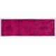 Pink Overdyed Runner Rug, Vintage Handmade Corridor Carpet from Turkey. 3.8 x 11.4 Ft (115 x 345 cm)
