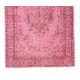 Pink Overdyed Vintage Handmade Anatolian Accent Rug with Medallion Design. 3.9 x 6.9 Ft (116 x 208 cm)