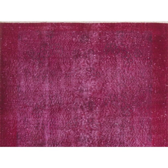 Pink Overdyed Vintage Handmade Anatolian Accent Rug for Contempoarary Interiors. 3.9 x 6.4 Ft (118 x 195 cm)