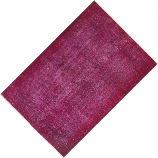 Pink Overdyed Vintage Handmade Anatolian Accent Rug for Contempoarary Interiors. 3.9 x 6.4 Ft (118 x 195 cm)
