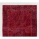 Red Overdyed Accent Rug, 1960s Hand-Knotted Central Anatolian Carpet. 4 x 7.3 Ft (120 x 222 cm)