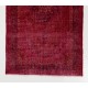 Red Overdyed Accent Rug, 1960s Hand-Knotted Central Anatolian Carpet. 4 x 7.3 Ft (120 x 222 cm)