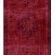 Red Overdyed Accent Rug, 1960s Hand-Knotted Central Anatolian Carpet. 4 x 7.3 Ft (120 x 222 cm)