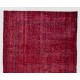Red Overdyed Accent Rug, 1960s Hand-Knotted Central Anatolian Carpet. 4 x 6.8 Ft (121 x 206 cm)